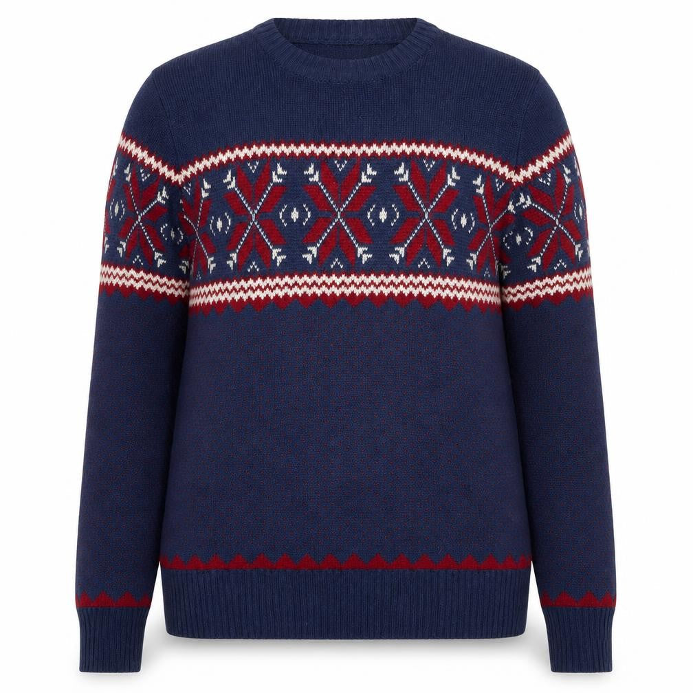 POP England Women's Blue Red Fair Isle Wool Blend Jumper L