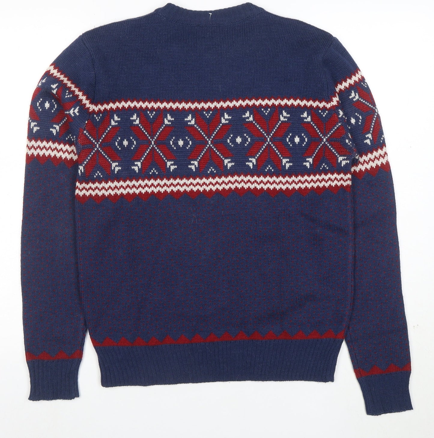 POP England Women's Blue Red Fair Isle Wool Blend Jumper L
