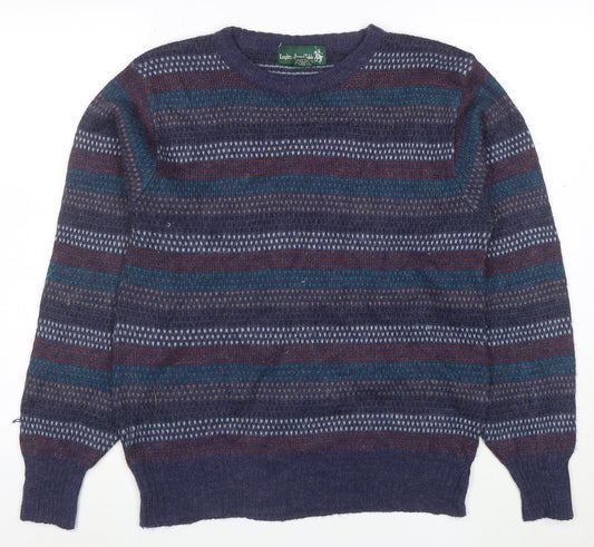 Knights of Round Table Men's Blue Fair Isle Wool Blend Jumper M