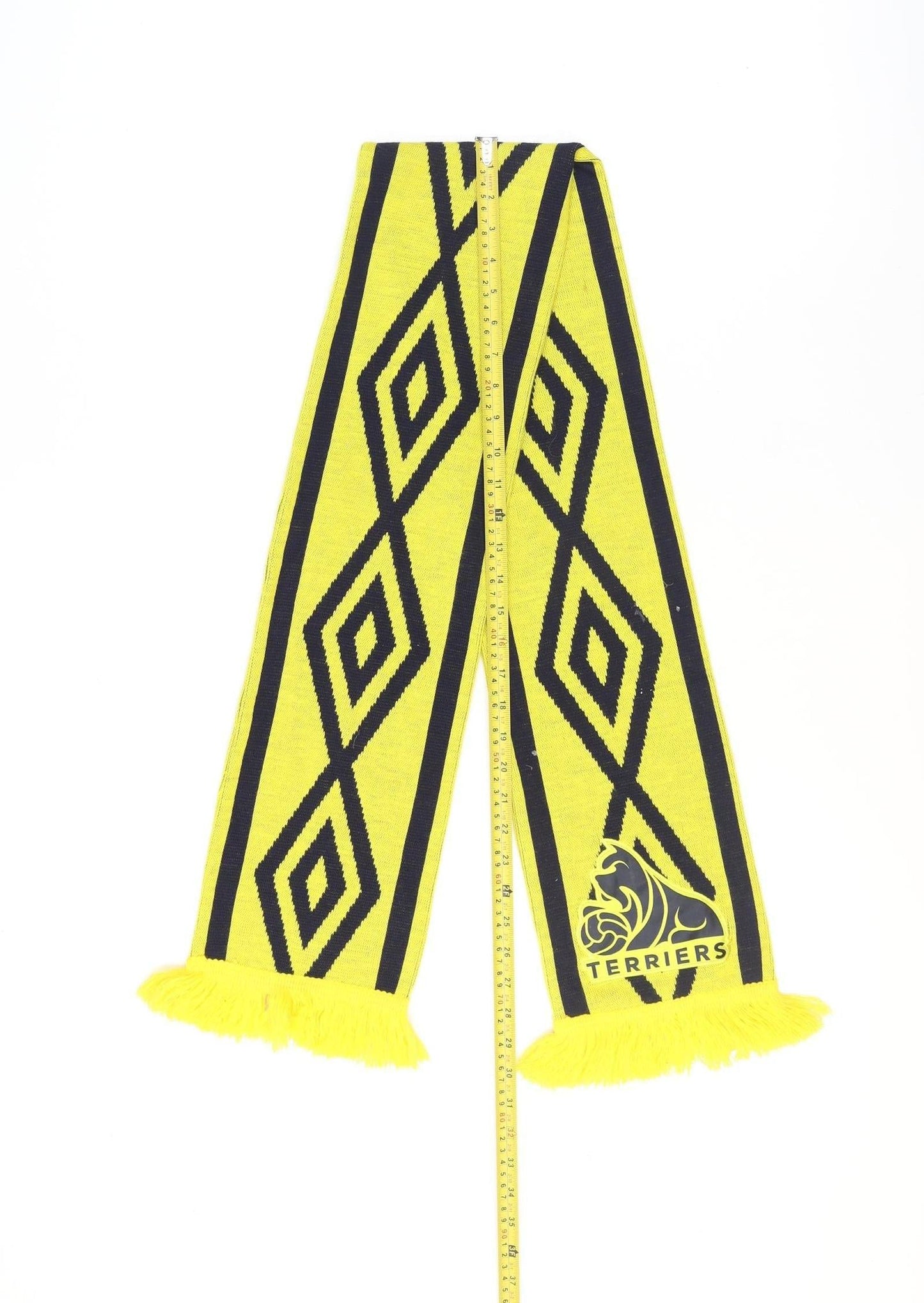 Umbro Men Yellow and Navy Knit Rectangle Scarf Terriers Design