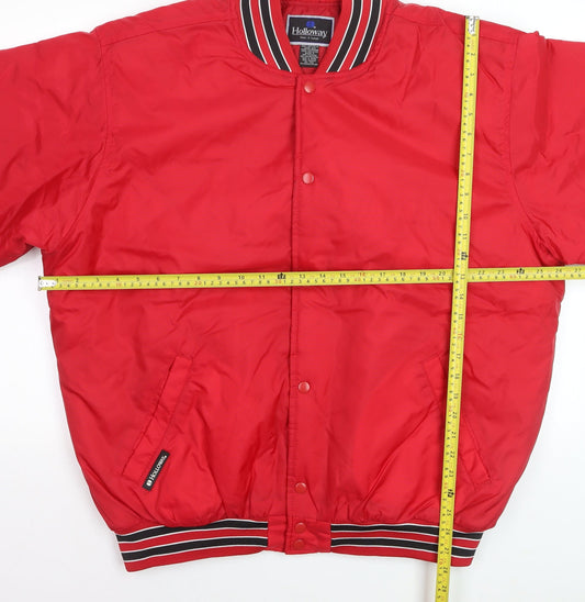 Holloway Mens Red XL Varsity Jacket Nylon Retro Sports Style