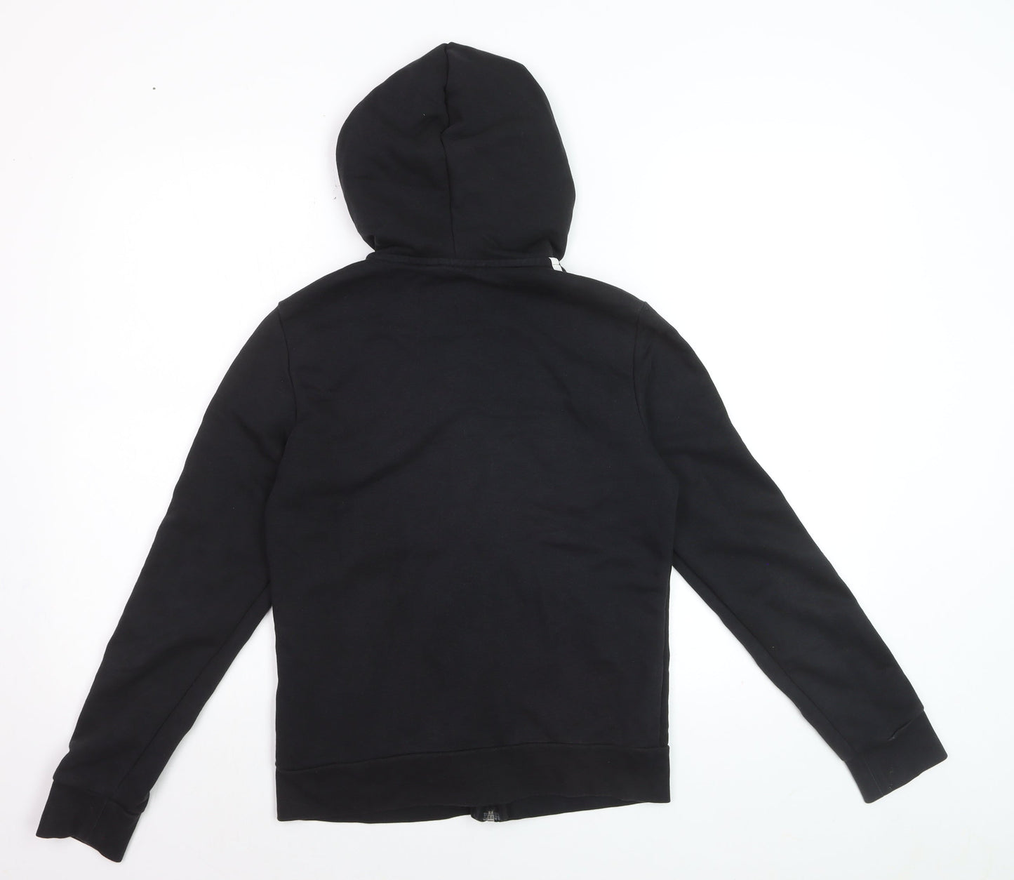 Adidas Women's Black Track Jacket Size 8 Hooded Full Zip Cotton Blend
