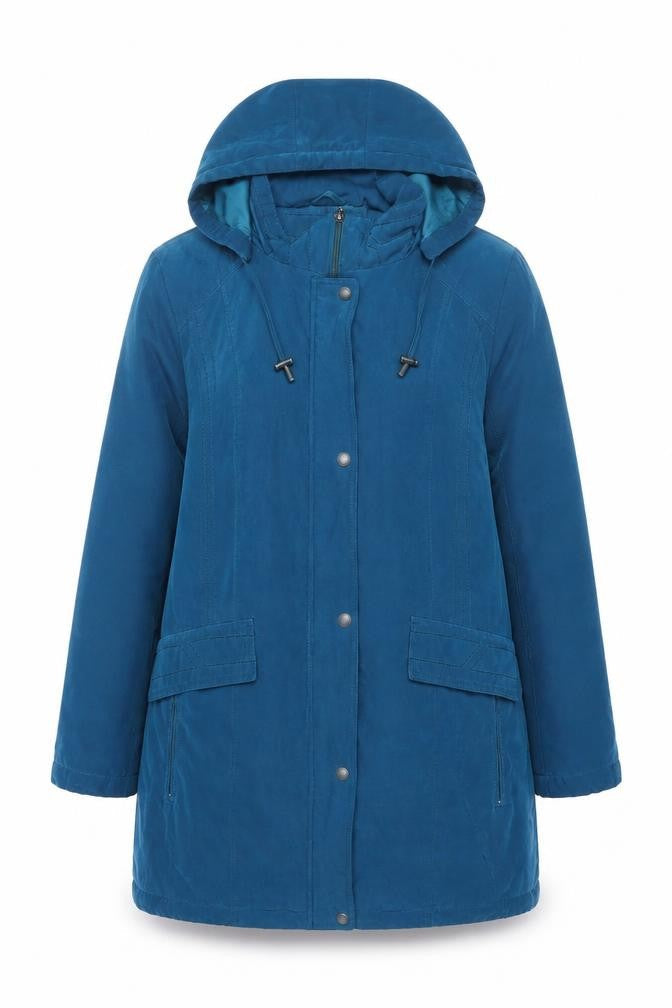 Bonmarché Women’s Blue Hooded Parka Coat Size M Long Lined