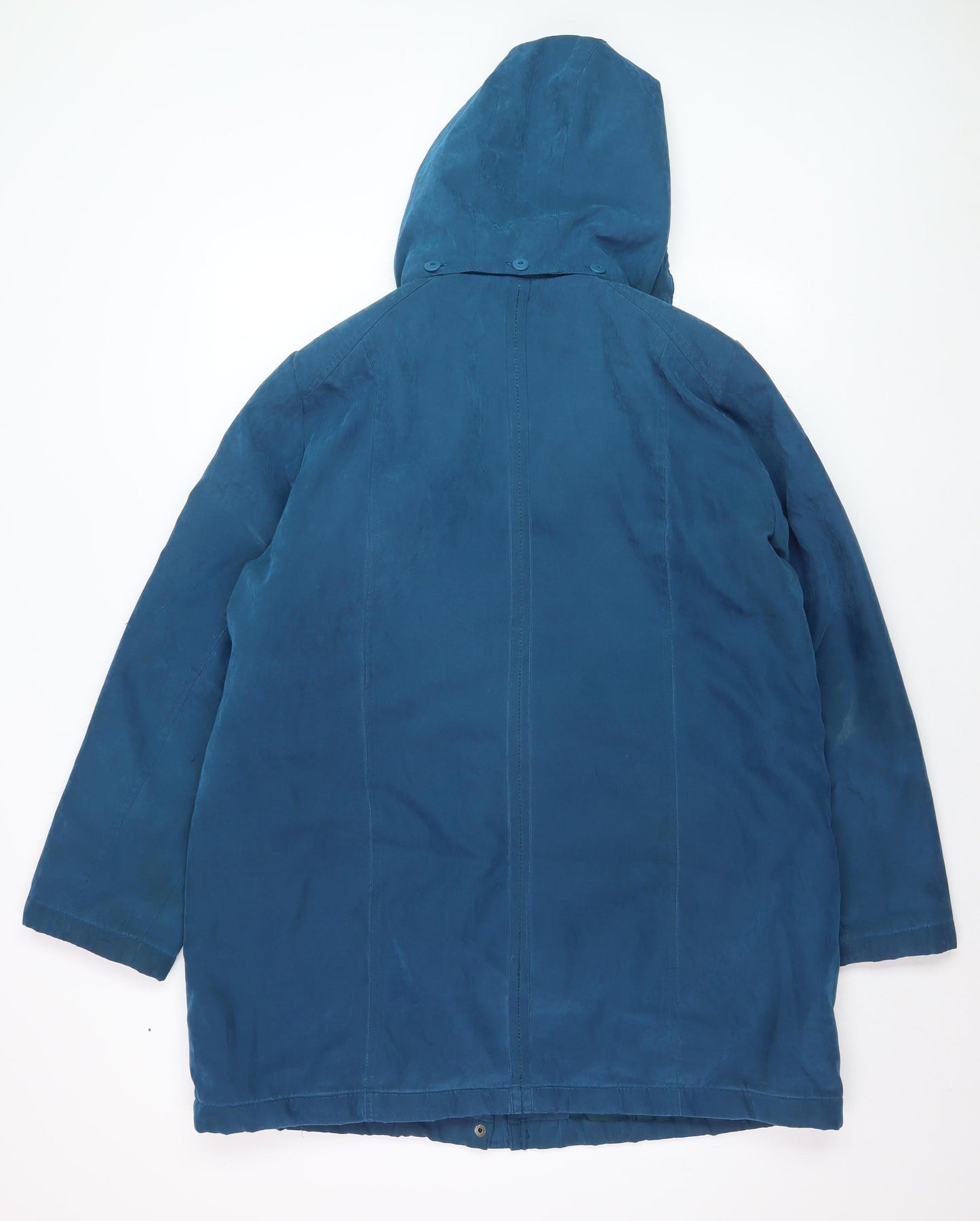 Bm Collection Women’s Blue Hooded Parka Coat Size M Long Lined