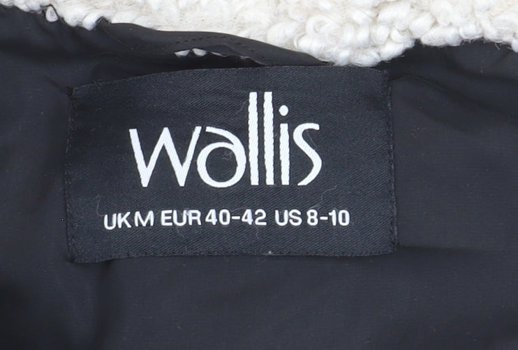 Wallis Women's Black Long Puffer Coat M Hooded Winter Jacket