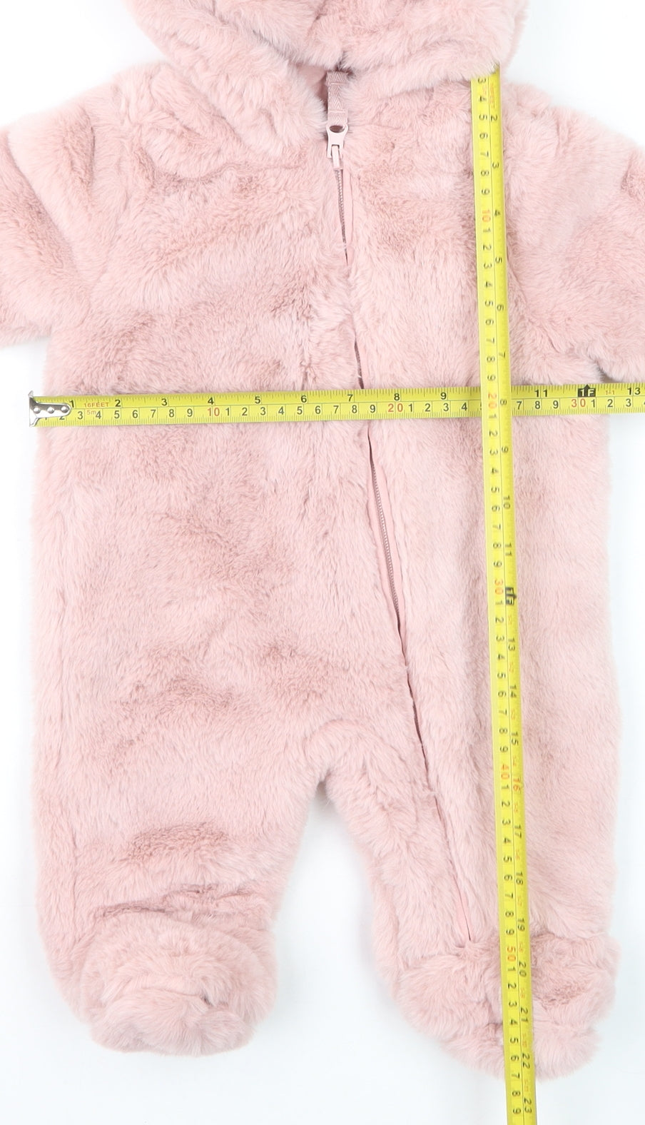 Marks and Spencer Pink Faux Fur Hooded Snowsuit 0-3 Months Baby Winter Outfit