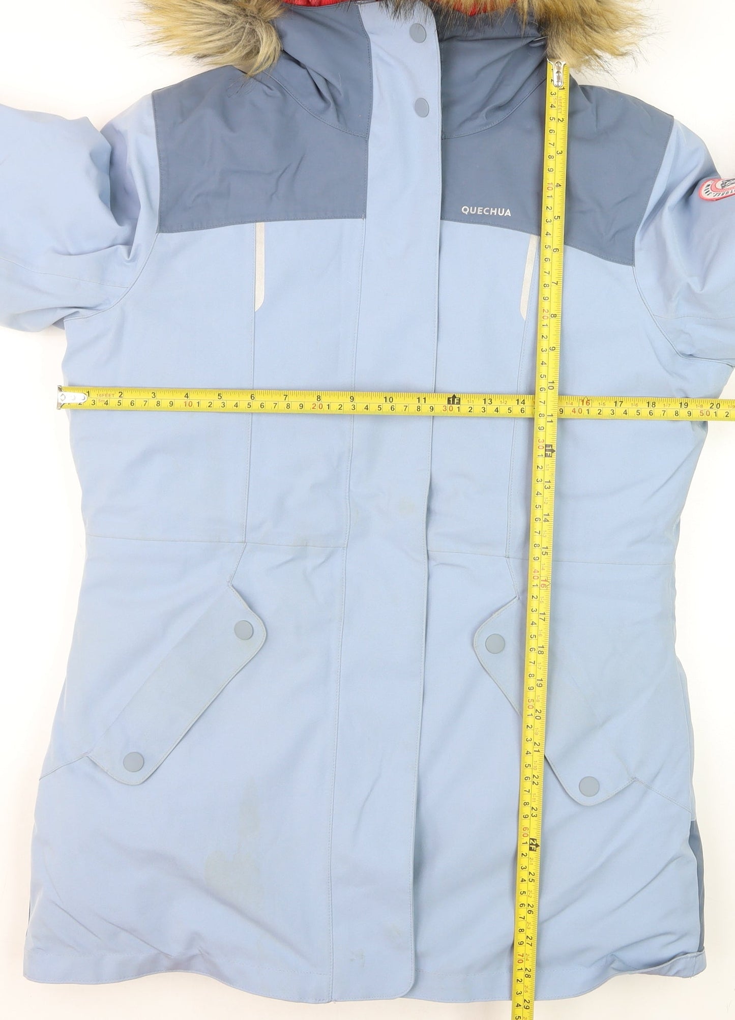 Quechua Teens Blue Waterproof Hooded Parka Jacket Size 14