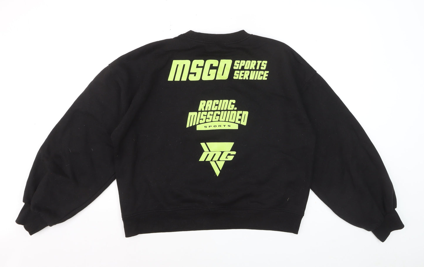 Missguided Unisex Black Graphic Print Pullover Sweatshirt Size 14