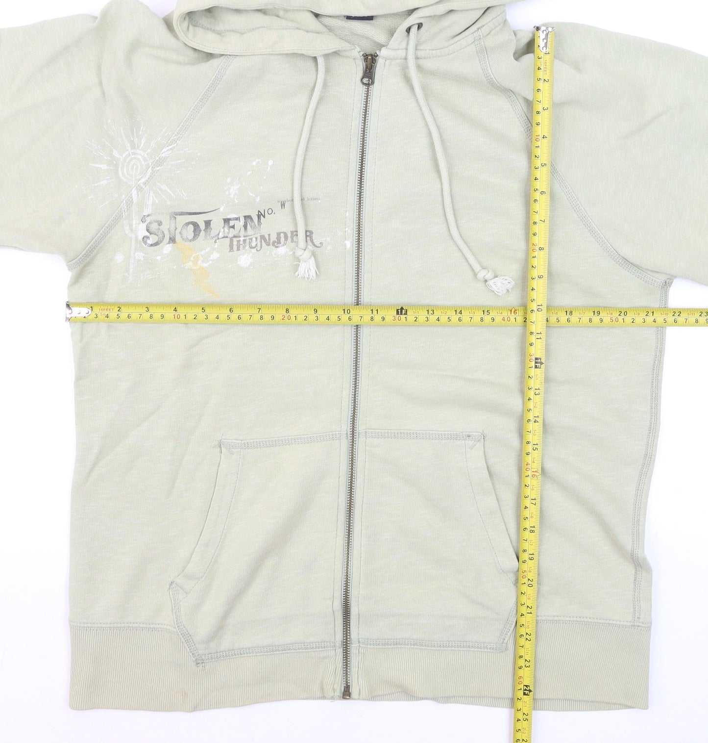 GAP Men's Beige Full Zip Hoodie L Graphic Print Cotton Blend