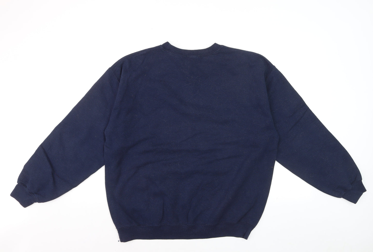 Topshop Unisex Navy Blue Alaska Embroidered Pullover Sweatshirt L