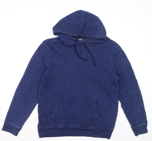 GAP Men's Blue Pullover Hoodie Medium Cotton Logo Sweatshirt