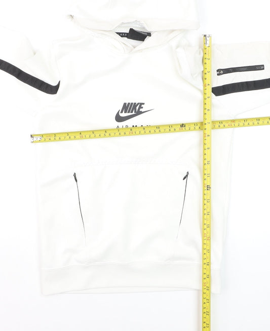 Nike Air Max Boys White Pullover Hoodie Small 128-137cm Polyester