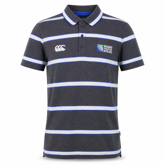 Canterbury Men's Grey Striped Rugby World Cup 2015 Polo Shirt Size S