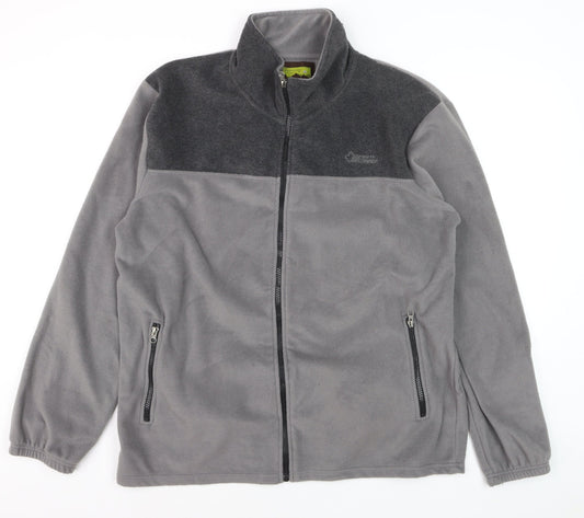 Atlas For Men Grey Full Zip Fleece Jacket L Outdoor Hiking Sweatshirt