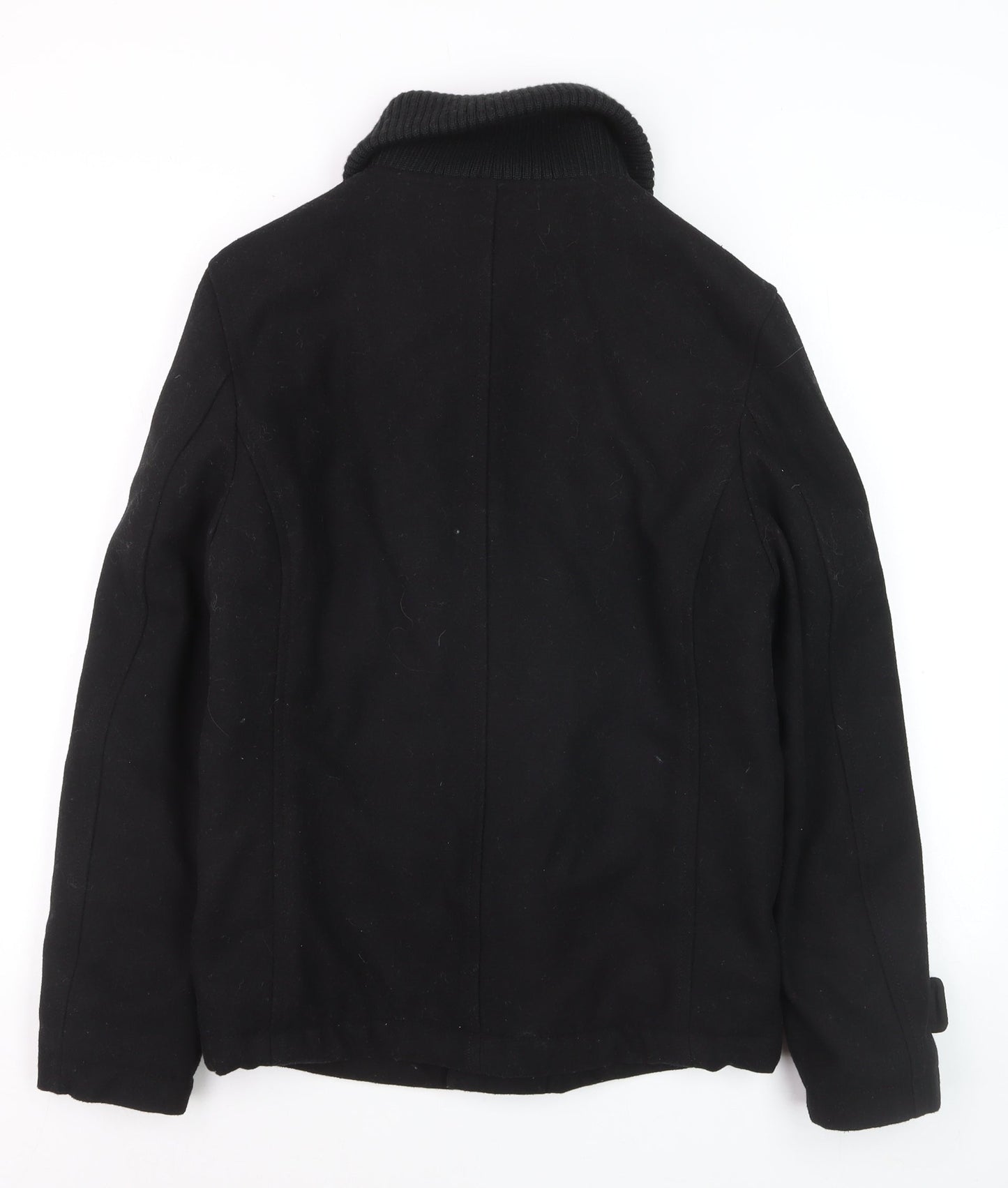 Universal Garments Men Black Wool Bomber Jacket M Mid-Length