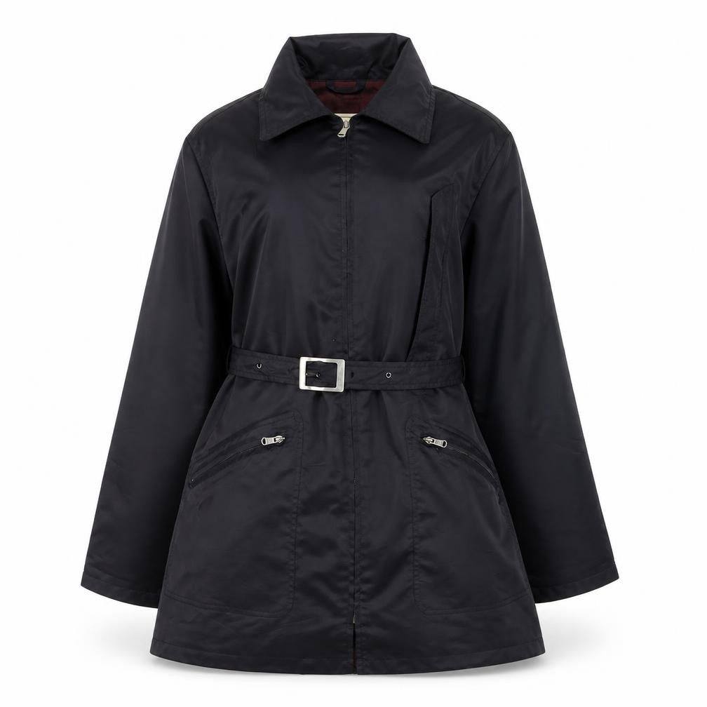 Ralph Dudley Women's Black Waterproof Belted Rain Coat Size 16