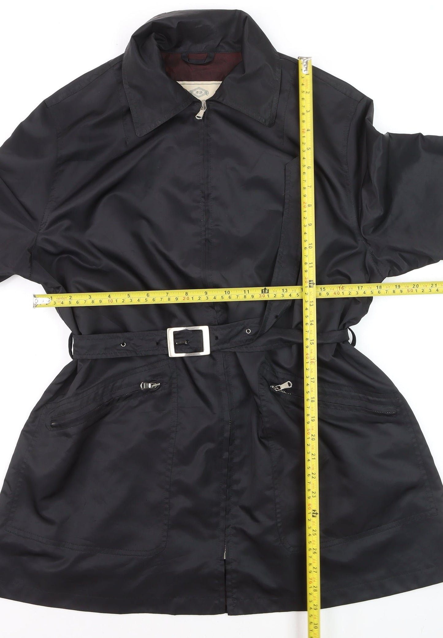 Ralph Dudley Women's Black Waterproof Belted Rain Coat Size 16