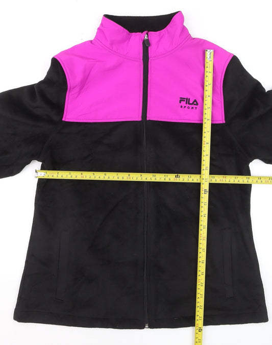 Fila Sport Women's Black Pink Full Zip Fleece Sweatshirt M