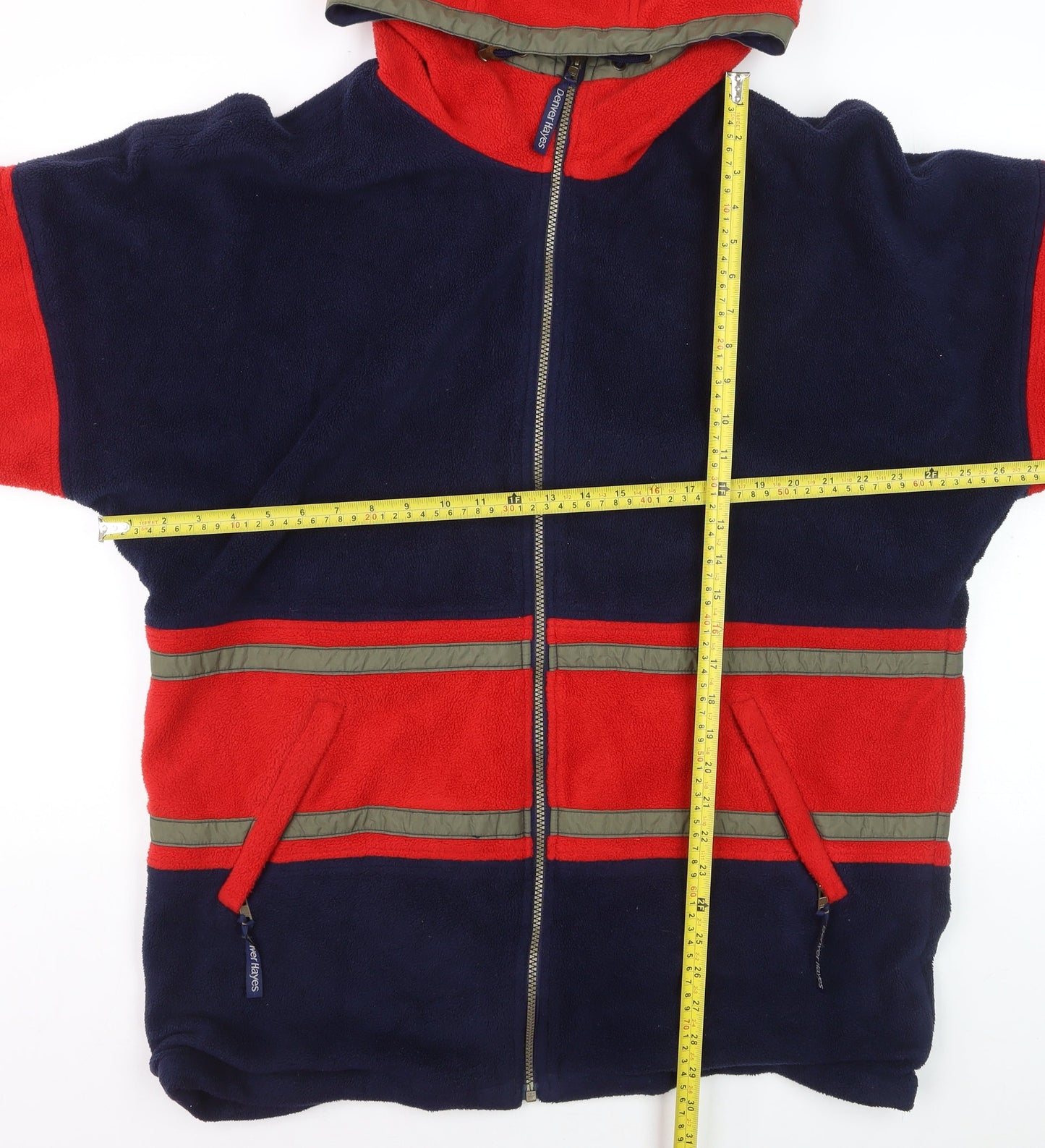 Denver Hayes Men’s Blue Red Full Zip Fleece Hoodie Size L