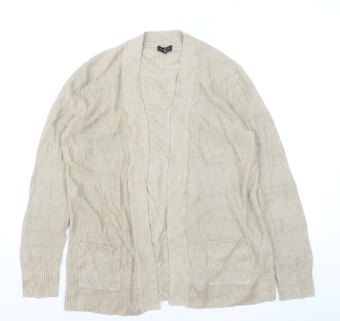 Talbots Women's Beige Open Knit Long Sleeve Cardigan M