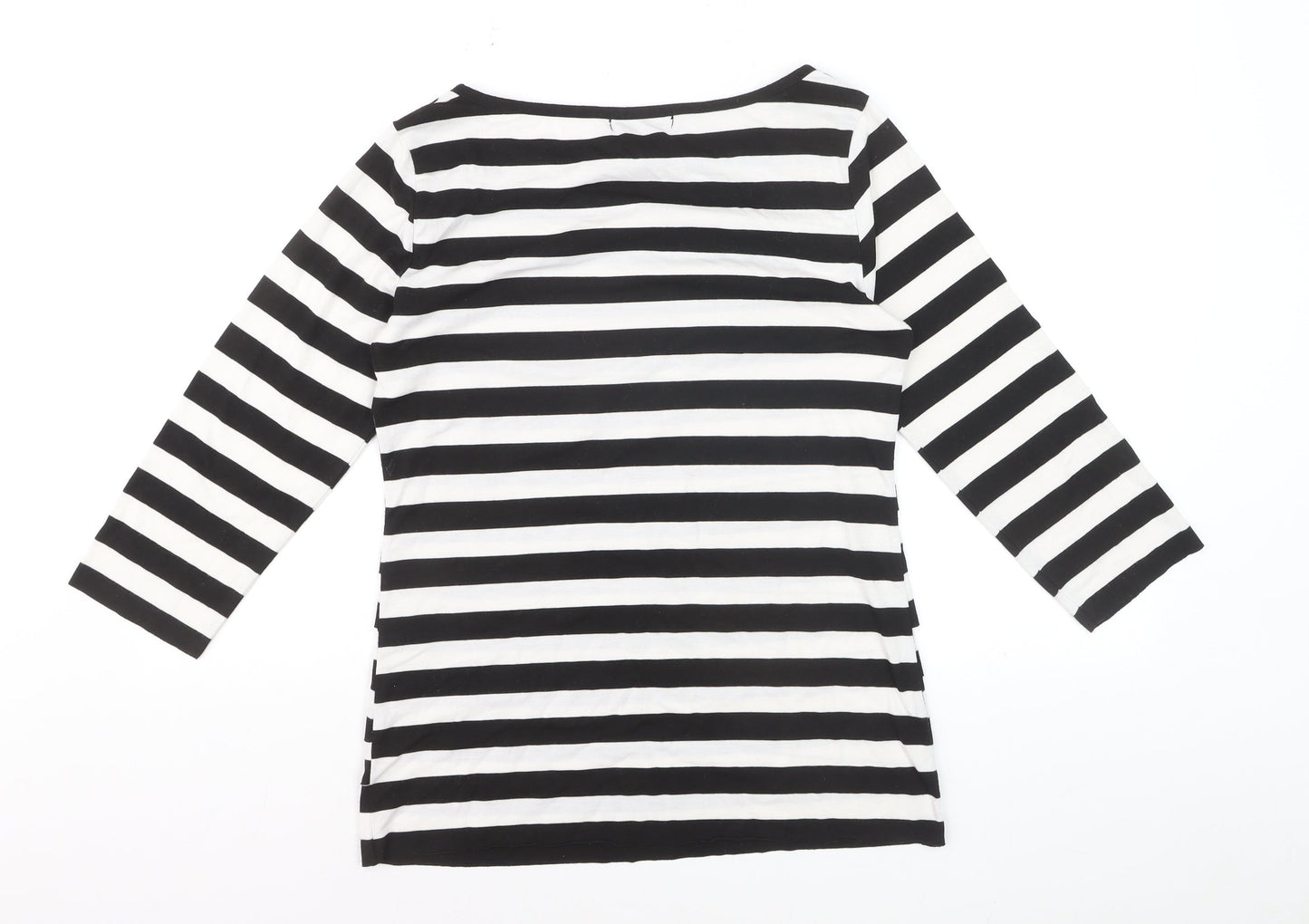 Verve Ami Women's Black & White Striped Boat Neck 3/4 Sleeve Top Size M