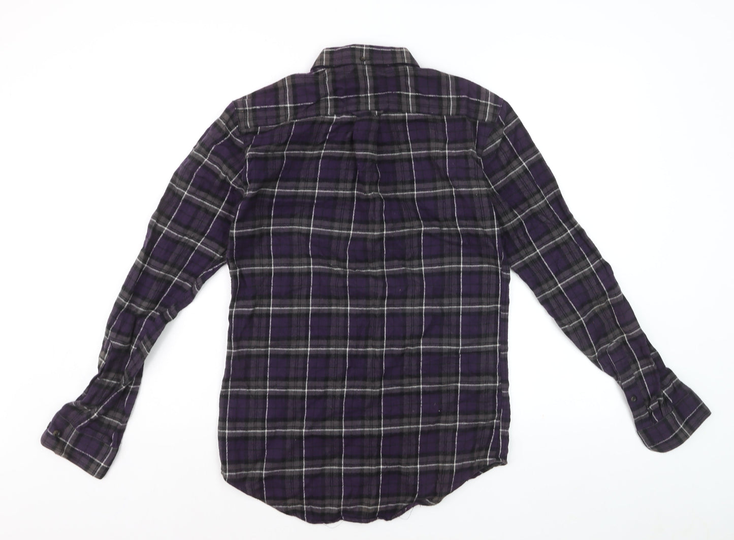 Farah Men's Purple Check Slim Fit Long Sleeve Cotton Shirt Size S