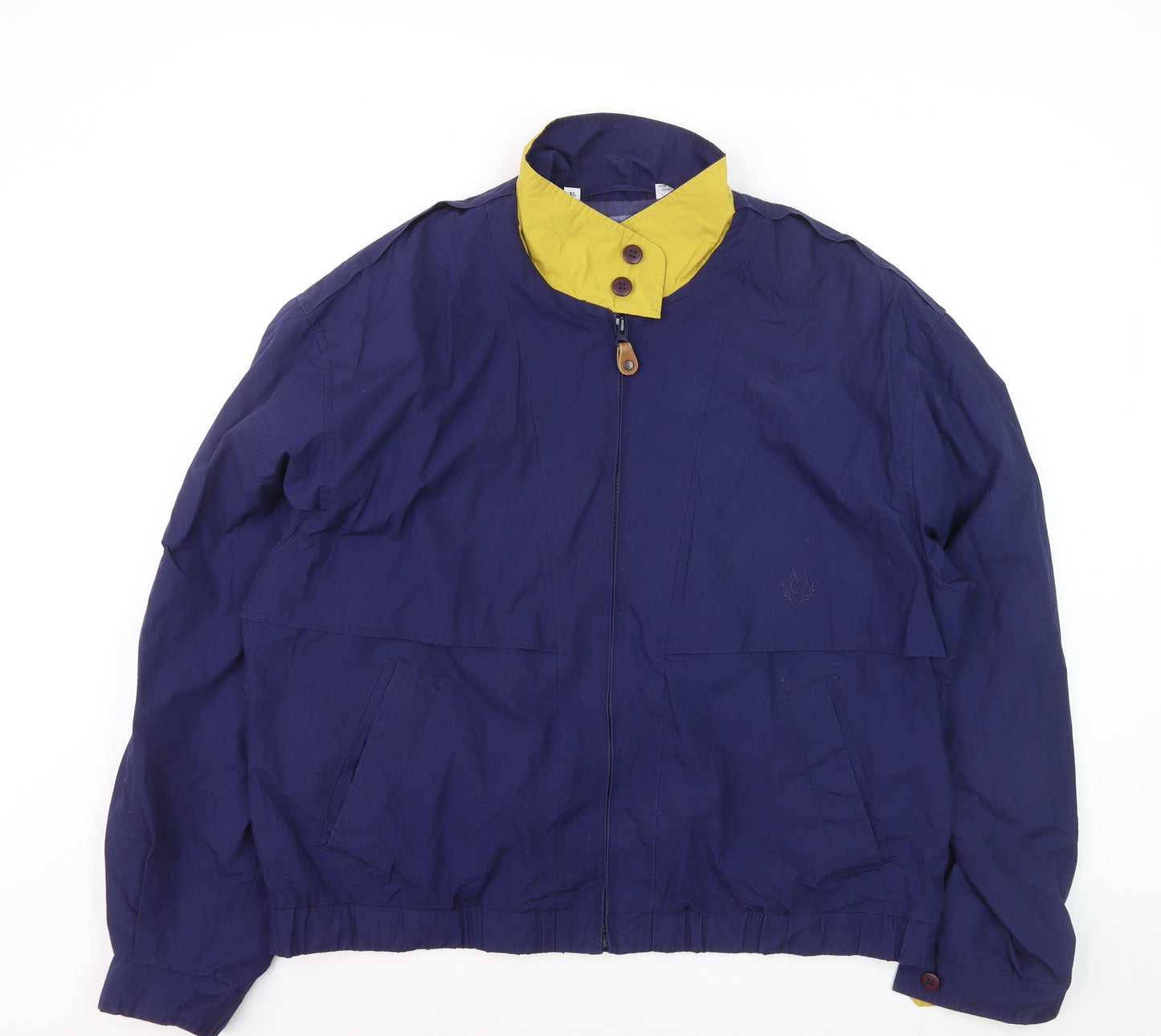 Members Only Men's Blue XL Windbreaker Jacket with Yellow Collar