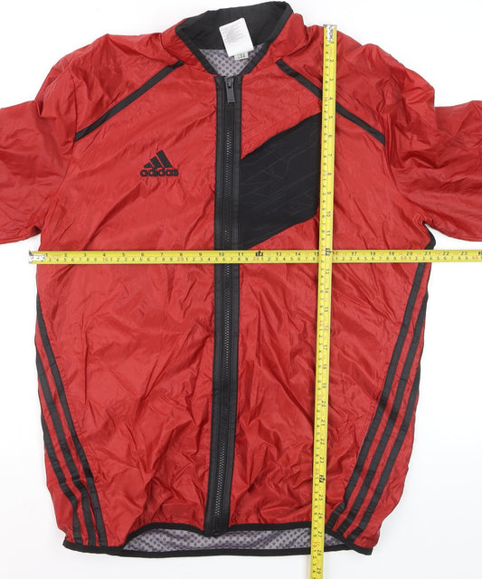 Adidas Men's Red Lightweight Windbreaker Jacket Size M