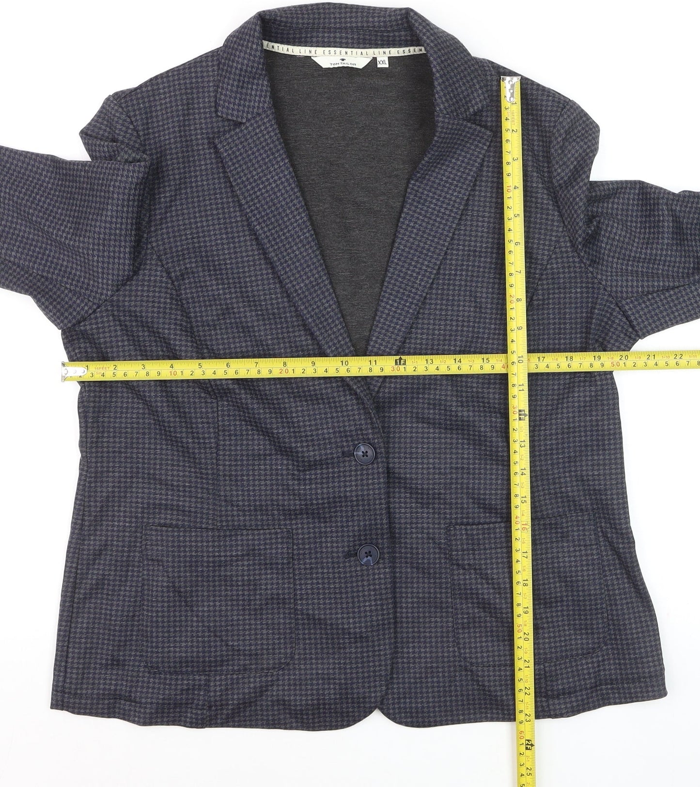 Tom Tailor Women's Blue Check Single-Breasted Blazer XXL