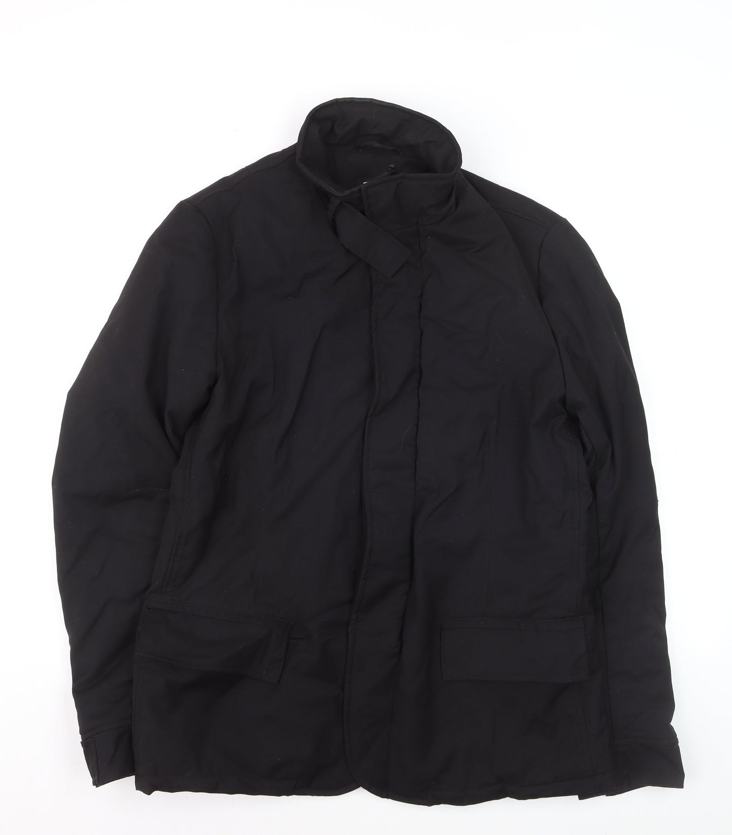 DKNY Men's Black Polyester Mid-Length Overcoat Size S