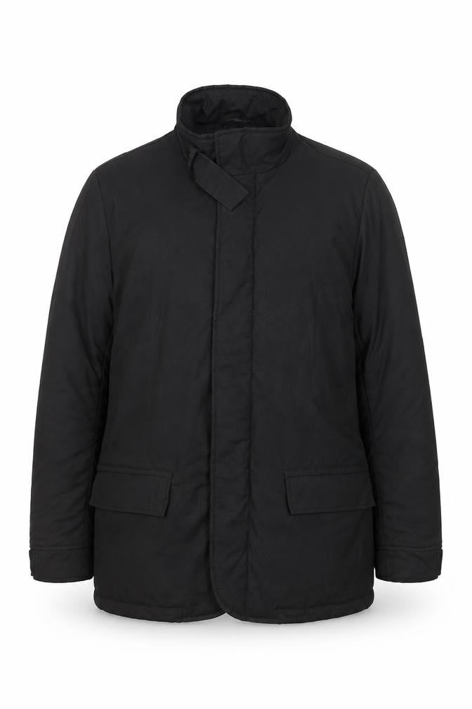 DKNY Men's Black Polyester Mid-Length Overcoat Size S
