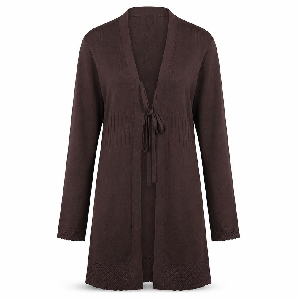 Cable & Gauge Women Brown V-Neck Long Sleeve Knit Cardigan M