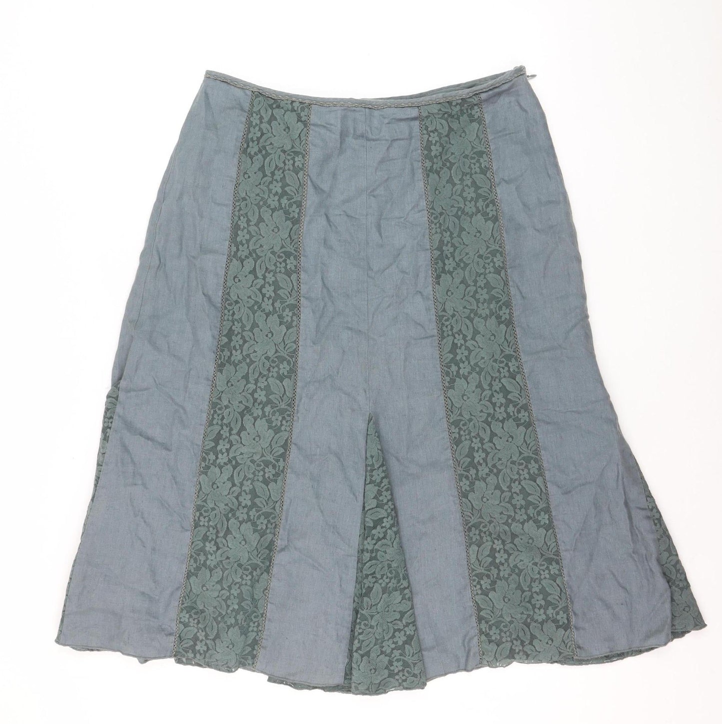 Marks and Spencer Women Green Lace Panel A-Line Skirt Size 14