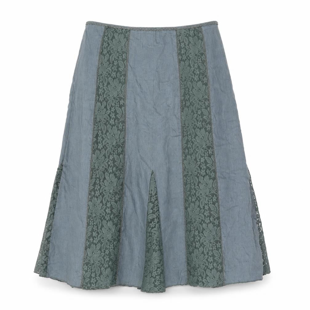 Marks & Spencer Women Green Lace Panel A-Line Skirt Size 14