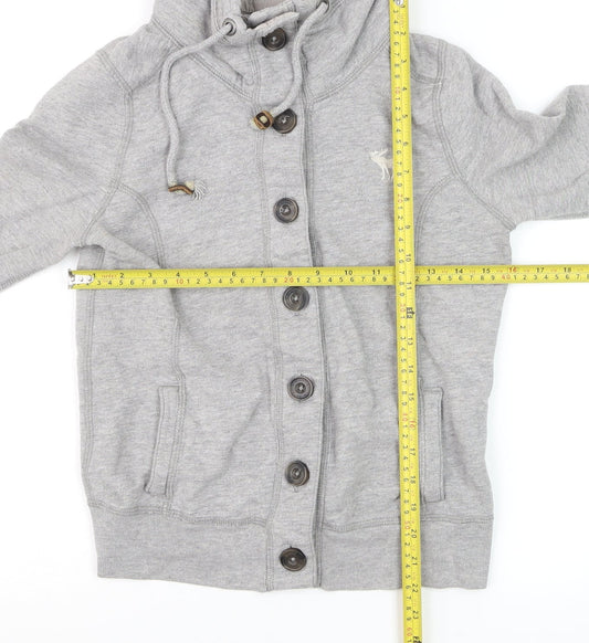 Abercrombie & Fitch Women's Grey Button Hoodie Sweatshirt M