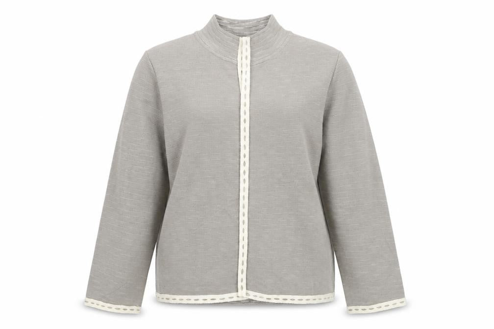 Spanner Women Beige Knit Suit Jacket L Lightweight Acrylic Wool