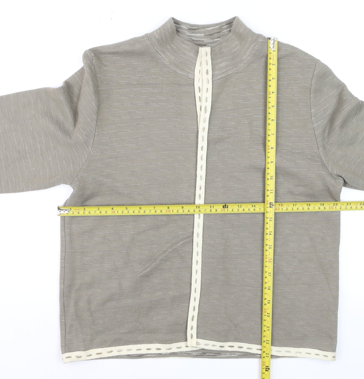 Spanner Women Beige Knit Suit Jacket L Lightweight Acrylic Wool