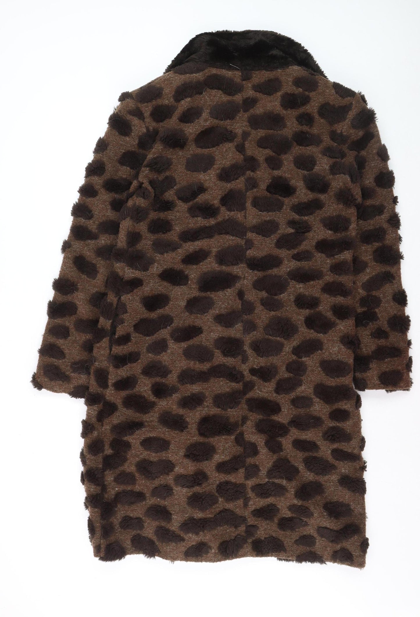 Bang Women's Brown Animal Print Faux Fur Long Coat Size 12