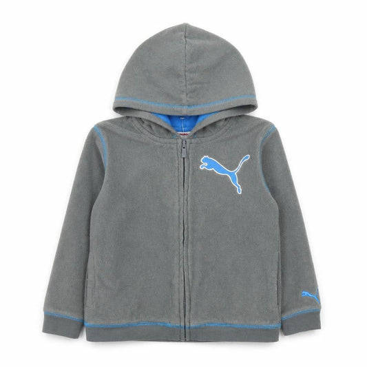 Puma Boys Grey Full Zip Fleece Hoodie - Size 4 Years - Lightweight Casual