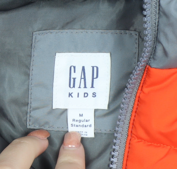 GAP Kids Boys Grey & Orange Padded Bodywarmer Gilet M 8-9 Years