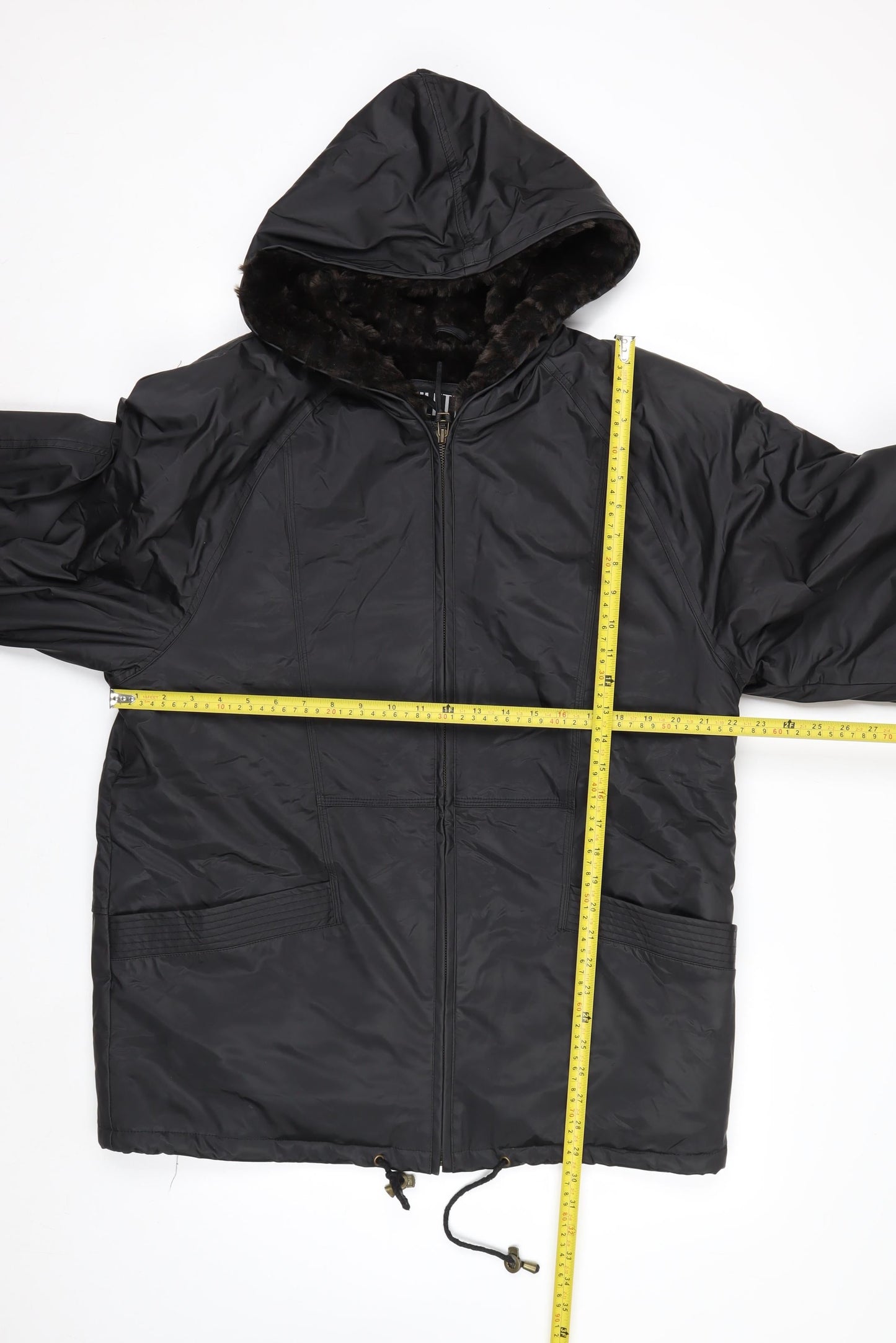 Miletta Women's Black Hooded Parka Jacket Size M Lined Winter Coat