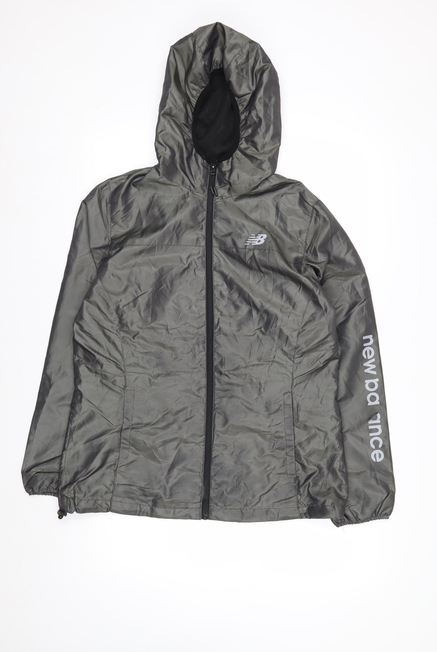 New Balance Men's Grey Hooded Windbreaker Jacket L Lightweight