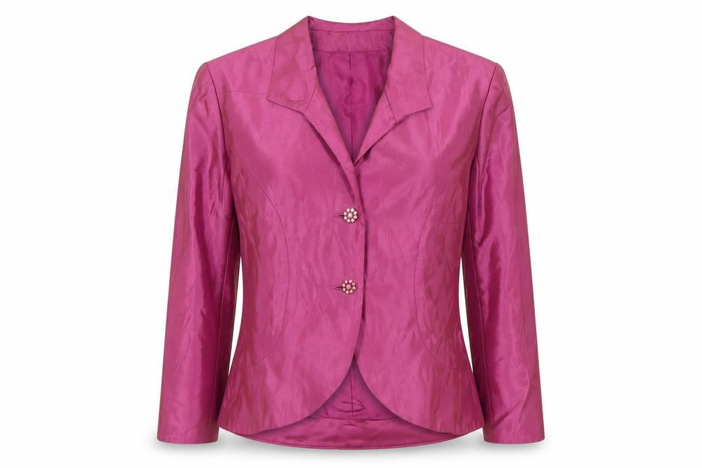 Ursula of Switzerland Women’s Pink Brocade Acetate Blazer Size 10