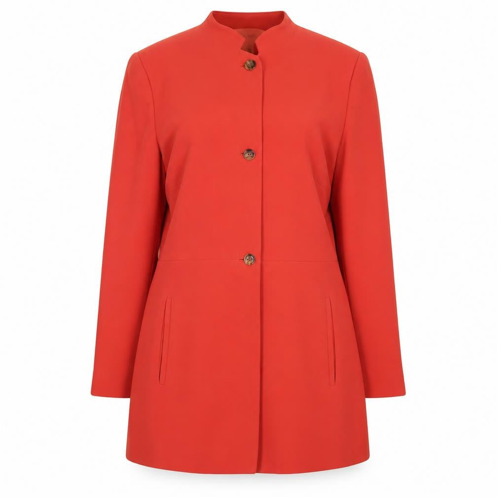 Rena Rowan Women Red Crepe Longline Blazer Size 12 Classic Fit