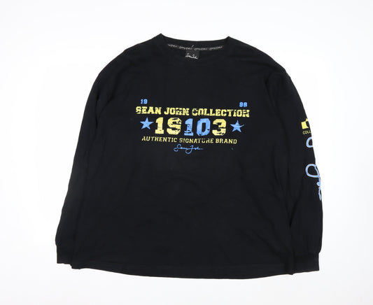Sean John Mens Black XL Graphic Print Cotton Sweatshirt