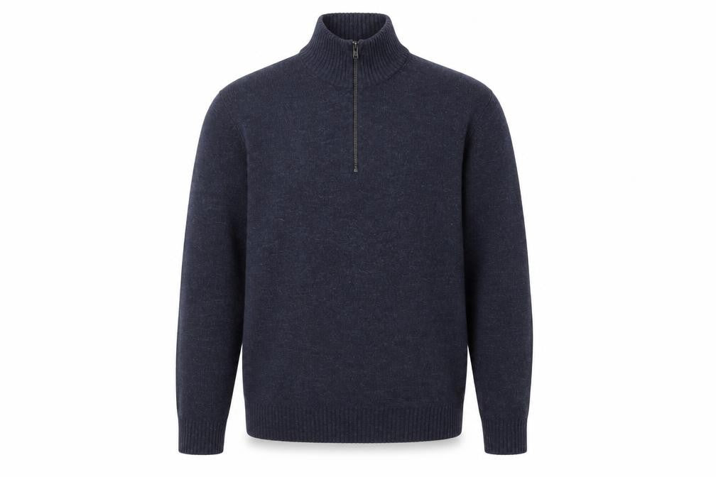 Marks and Spencer Men's Blue Wool Half Zip Jumper XL