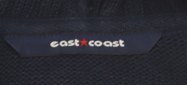 East Coast Women Blue Cotton Hooded Denim Bomber Jacket Size 26