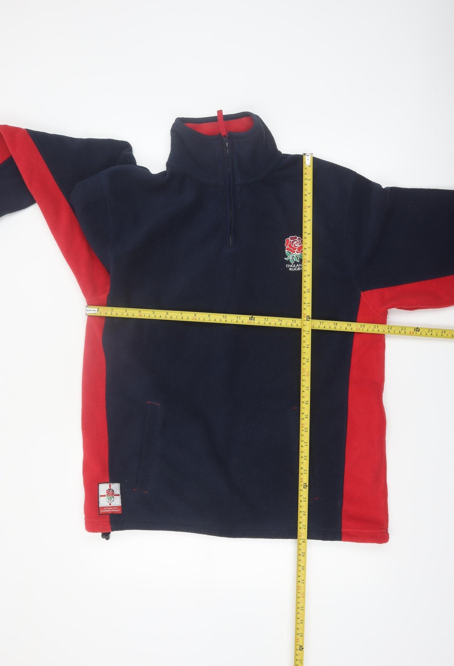England Rugby Men's Blue Red Fleece 1/4 Zip Sweatshirt L