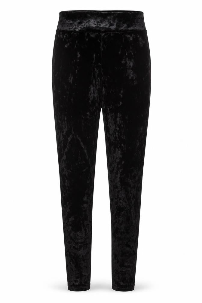 PRETTYLITTLETHING Womens Black Velvet Leggings Size 8
