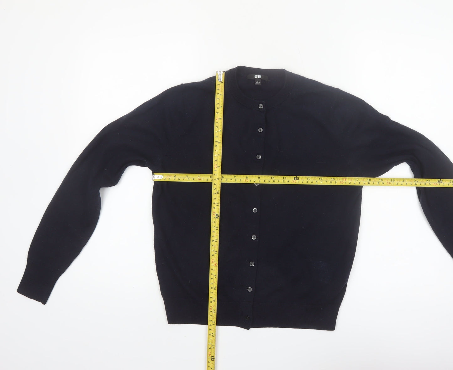 Uniqlo Women’s Black Small Crew Neck Wool Cardigan Jumper